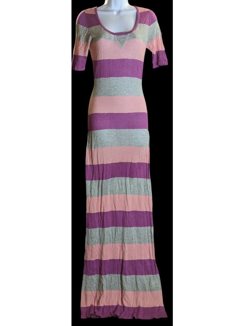 Only Striped Maxi Dress Pink Grey Purple Romantic Cottagecore